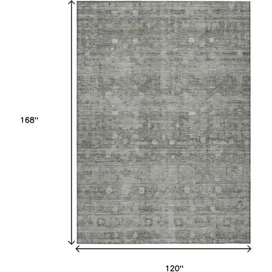 Pewter And Gray Geometric Washable Indoor Outdoor Area Rug Photo 9