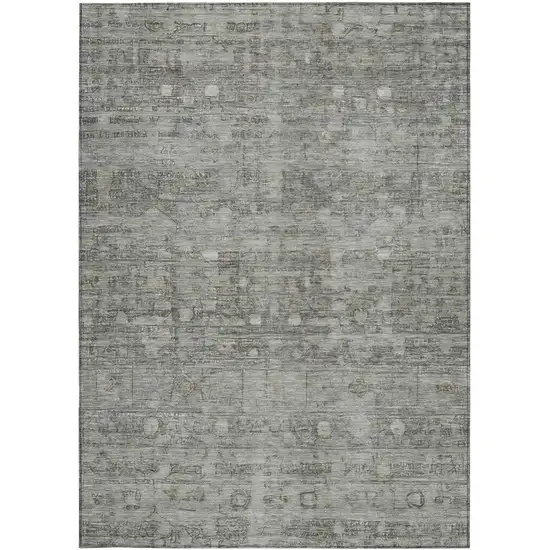 Pewter And Gray Geometric Washable Indoor Outdoor Area Rug Photo 4