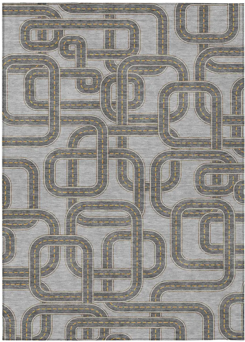 Pewter And Gray Geometric Washable Indoor Outdoor Area Rug Photo 2