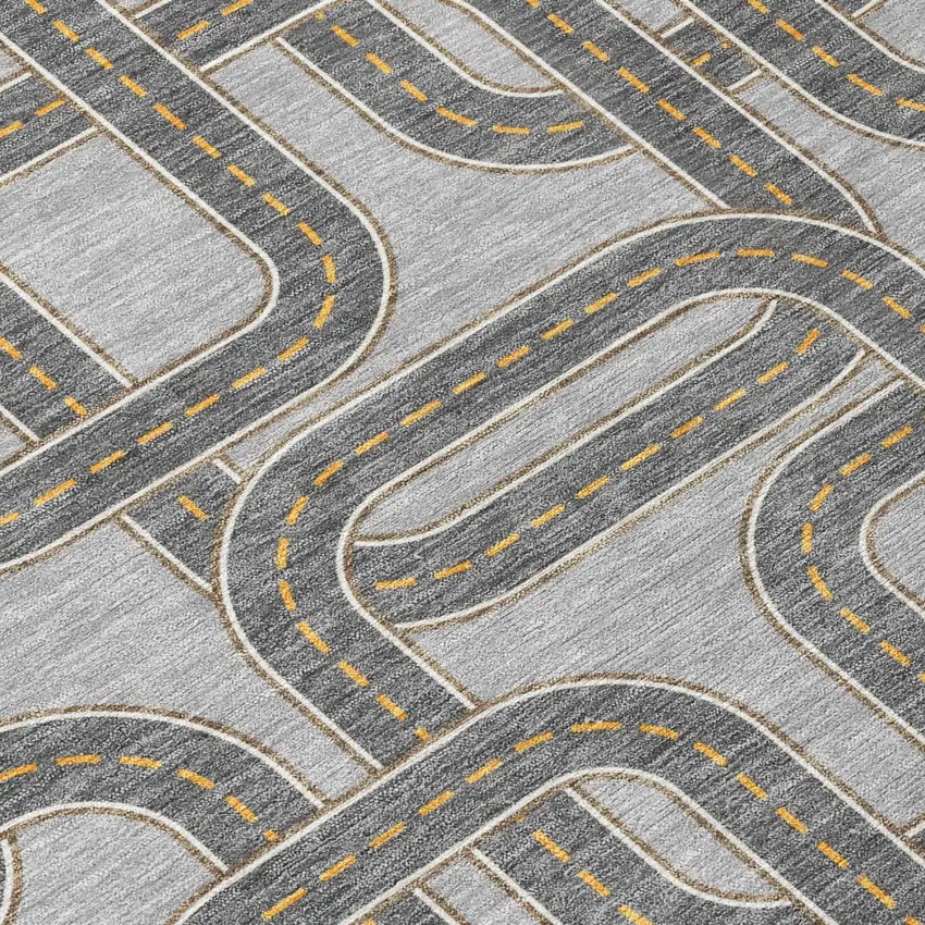 Pewter And Gray Geometric Washable Indoor Outdoor Area Rug Photo 4