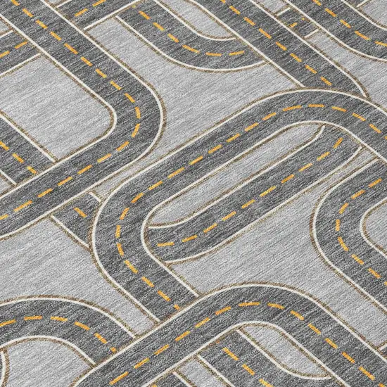 Pewter And Gray Geometric Washable Indoor Outdoor Area Rug Photo 4