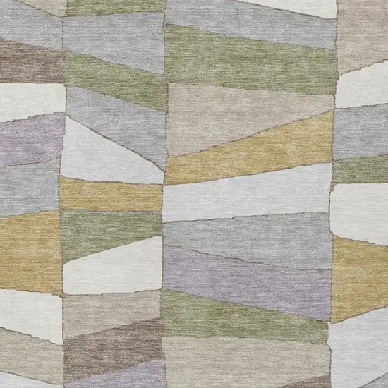 Pewter And Gray Geometric Washable Indoor Outdoor Area Rug Photo 8