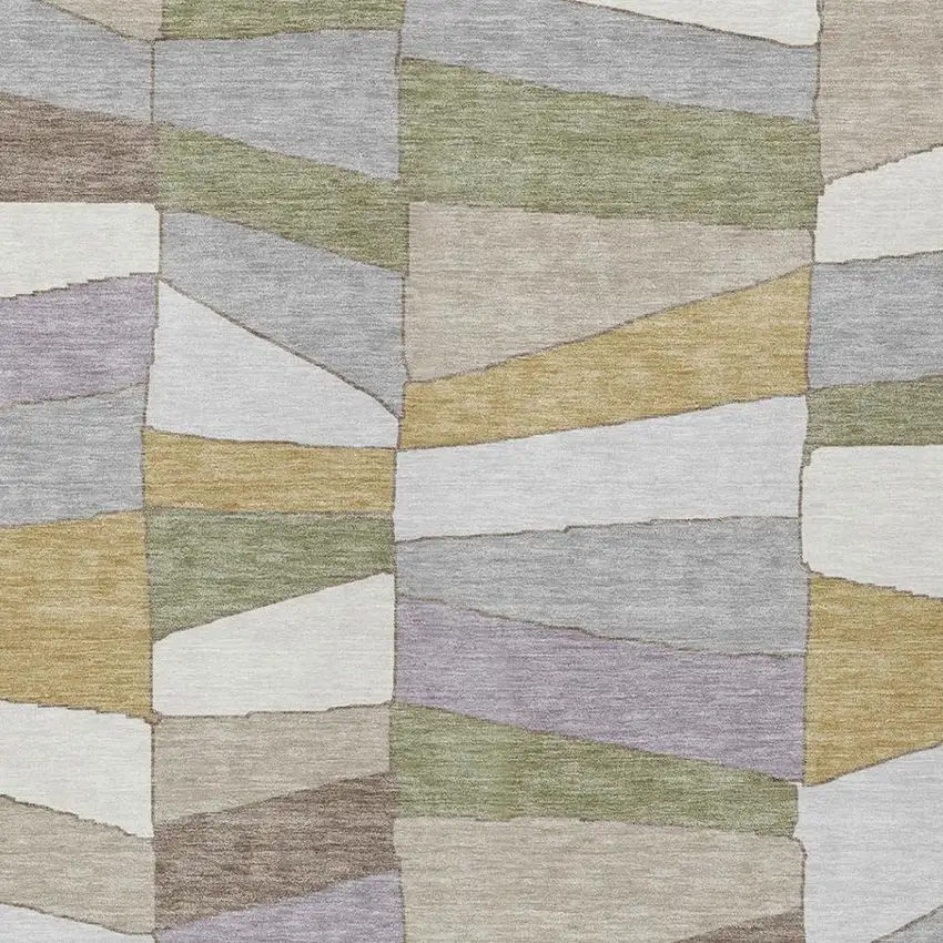 Pewter And Gray Geometric Washable Indoor Outdoor Area Rug Photo 8