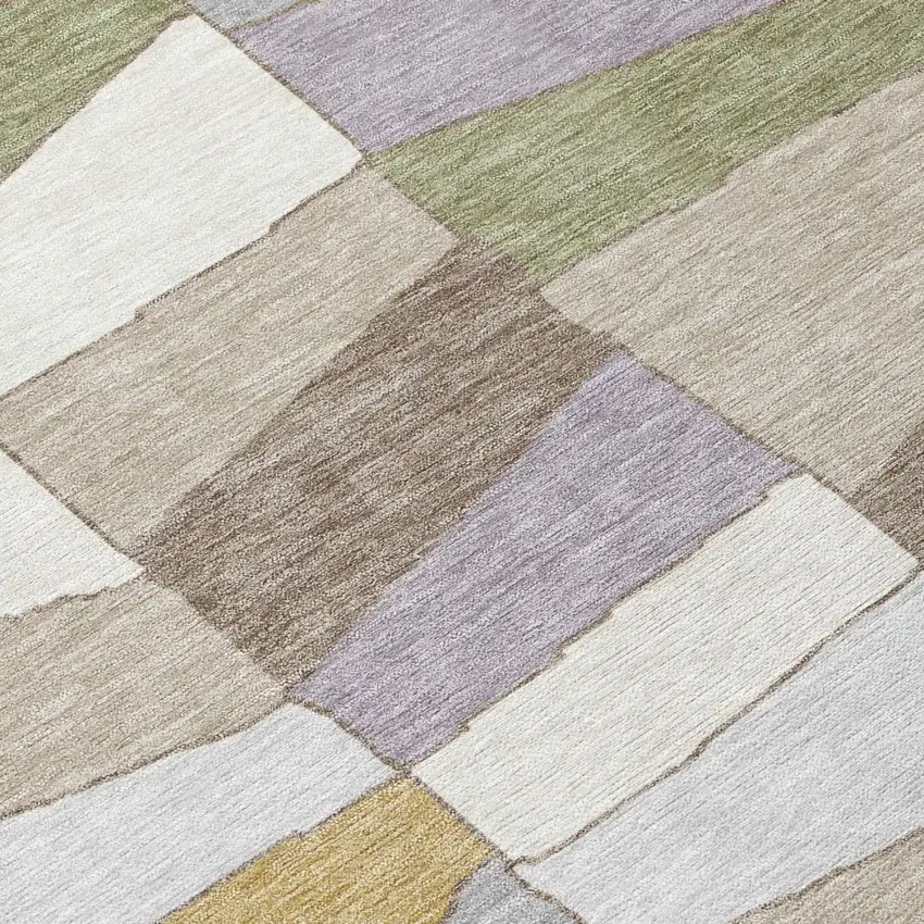 Pewter And Gray Geometric Washable Indoor Outdoor Area Rug Photo 6
