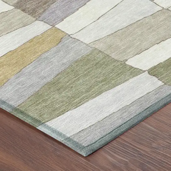 Pewter And Gray Geometric Washable Indoor Outdoor Area Rug Photo 5