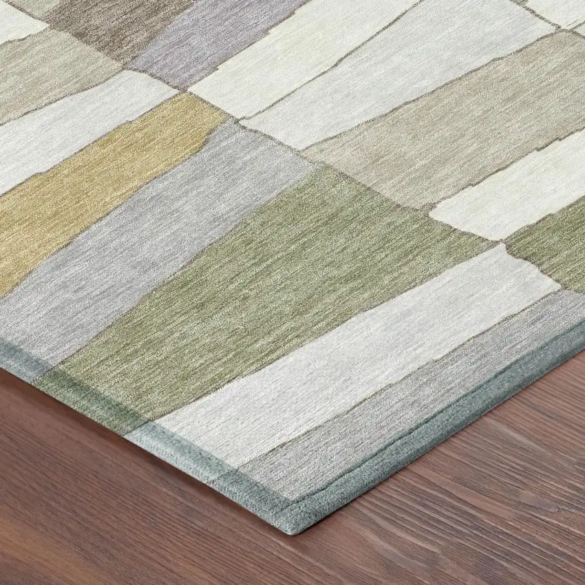 Pewter And Gray Geometric Washable Indoor Outdoor Area Rug Photo 5