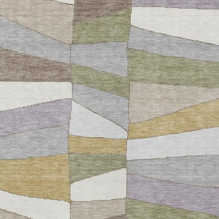 Pewter And Gray Geometric Washable Indoor Outdoor Area Rug Photo 7