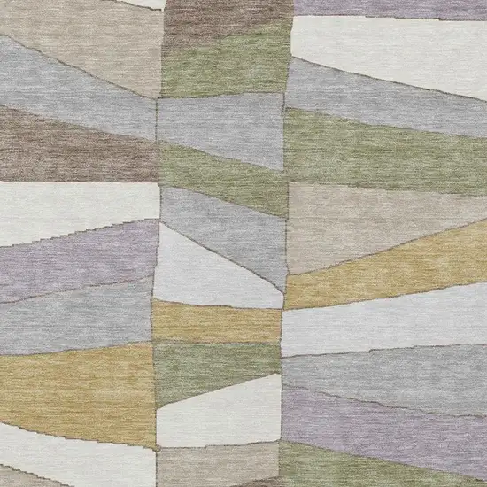 Pewter And Gray Geometric Washable Indoor Outdoor Area Rug Photo 7
