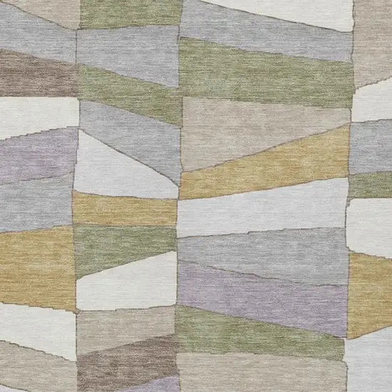 Pewter And Gray Geometric Washable Indoor Outdoor Area Rug Photo 3