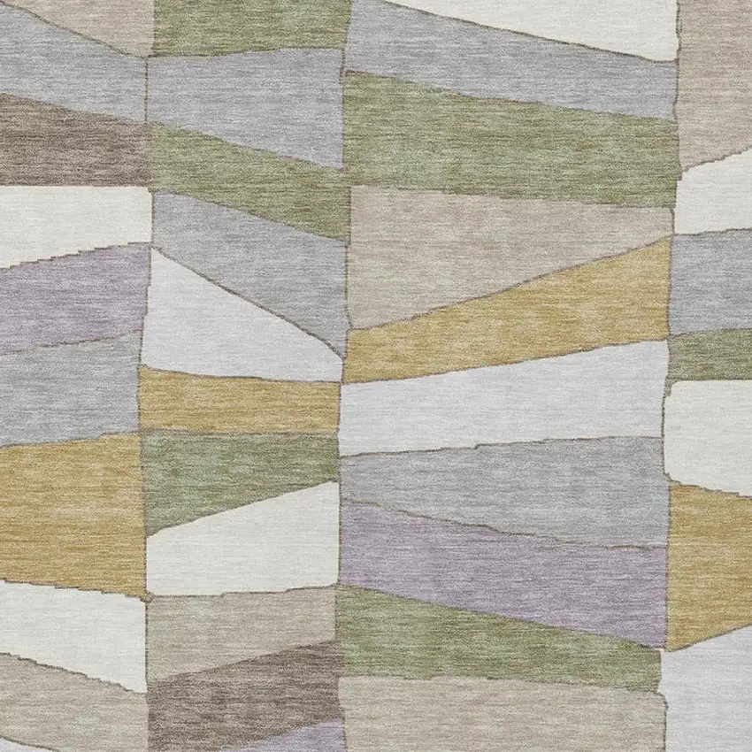 Pewter And Gray Geometric Washable Indoor Outdoor Area Rug Photo 3