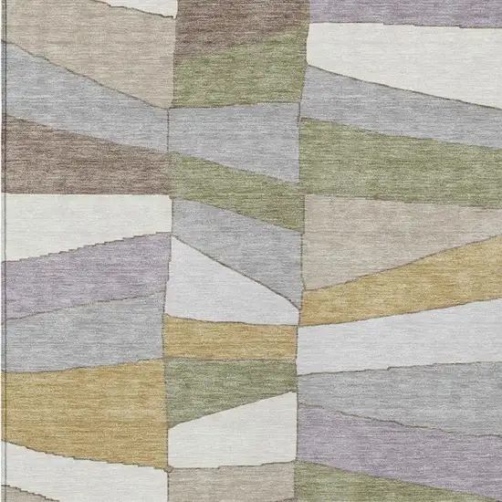 Pewter And Gray Geometric Washable Indoor Outdoor Area Rug Photo 8