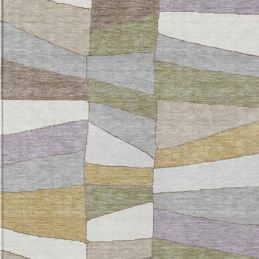 Pewter And Gray Geometric Washable Indoor Outdoor Area Rug Photo 8