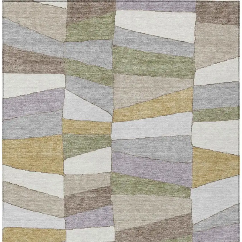 Pewter And Gray Geometric Washable Indoor Outdoor Area Rug Photo 5