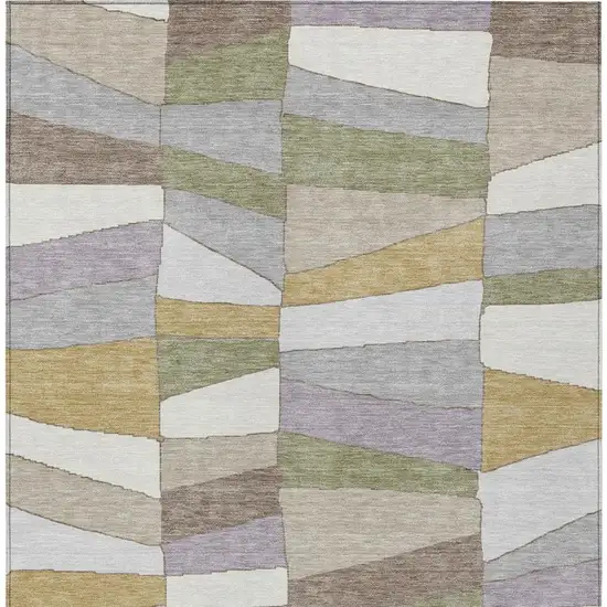 Pewter And Gray Geometric Washable Indoor Outdoor Area Rug Photo 5