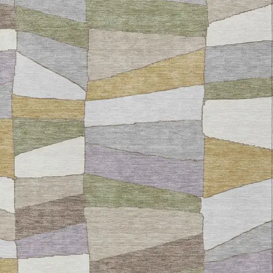 Pewter And Gray Geometric Washable Indoor Outdoor Area Rug Photo 7