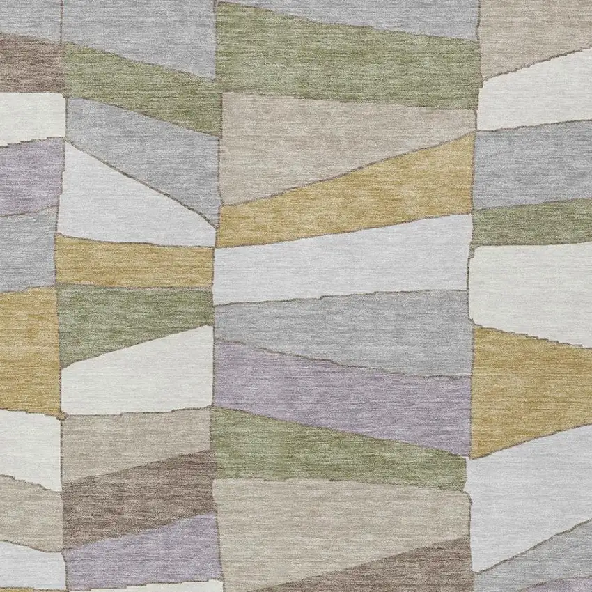 Pewter And Gray Geometric Washable Indoor Outdoor Area Rug Photo 2