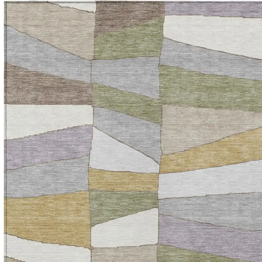 Pewter And Gray Geometric Washable Indoor Outdoor Area Rug Photo 6