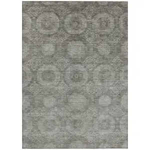 Photo of Pewter And Gray Medallion Washable Indoor Outdoor Area Rug