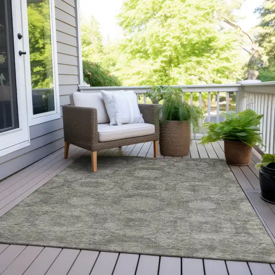 Pewter And Gray Medallion Washable Indoor Outdoor Area Rug Photo 8