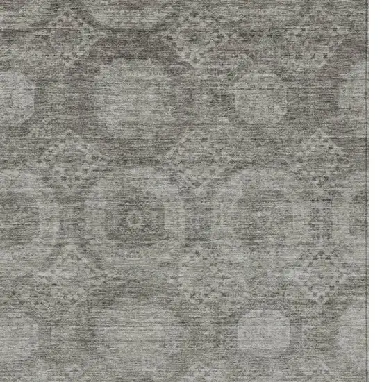 Pewter And Gray Medallion Washable Indoor Outdoor Area Rug Photo 4