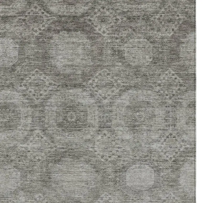 Pewter And Gray Medallion Washable Indoor Outdoor Area Rug Photo 4
