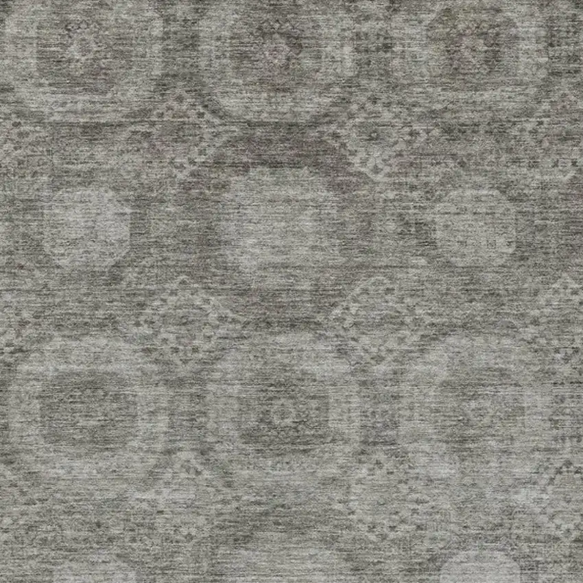 Pewter And Gray Medallion Washable Indoor Outdoor Area Rug Photo 4