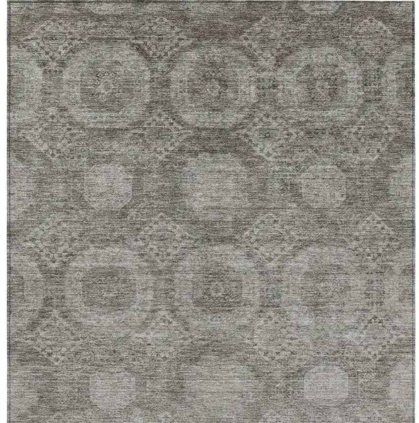 Pewter And Gray Medallion Washable Indoor Outdoor Area Rug Photo 4