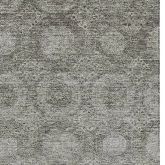 Pewter And Gray Medallion Washable Indoor Outdoor Area Rug Photo 3