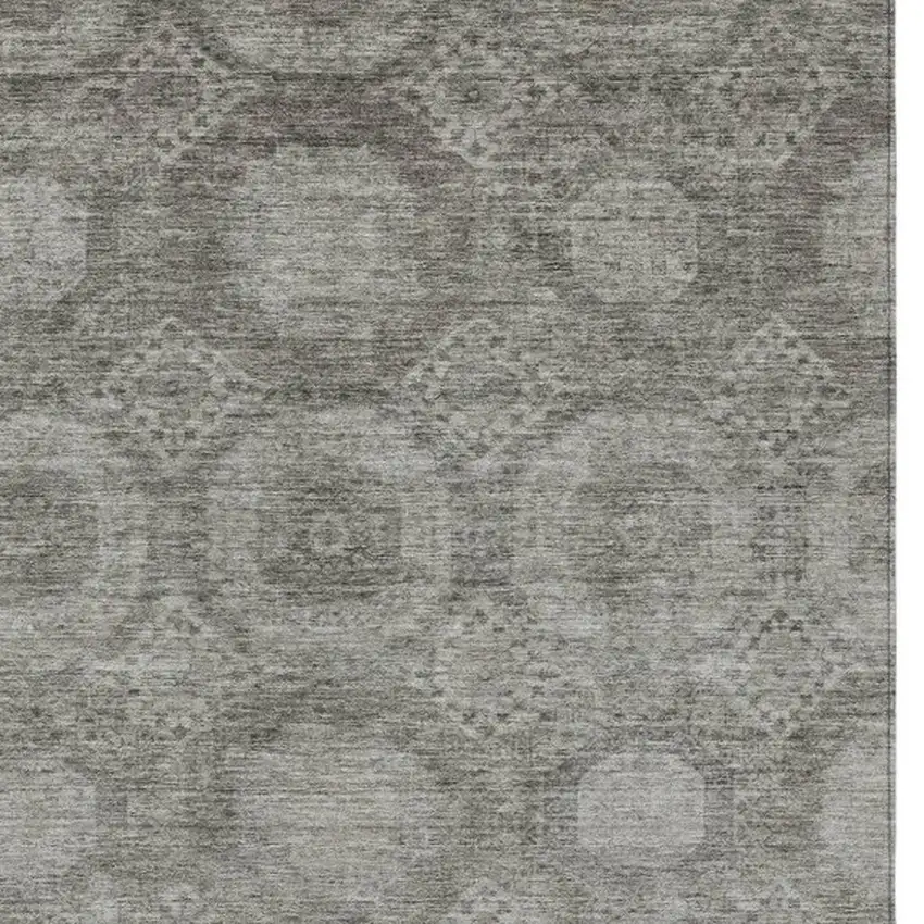 Pewter And Gray Medallion Washable Indoor Outdoor Area Rug Photo 3