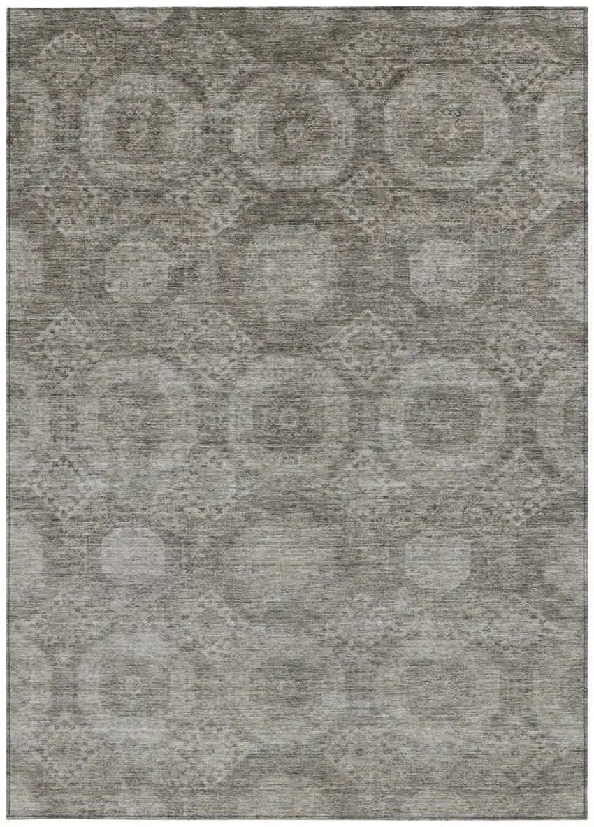 Pewter And Gray Medallion Washable Indoor Outdoor Area Rug Photo 3