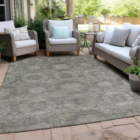 Pewter And Gray Medallion Washable Indoor Outdoor Area Rug Photo 5