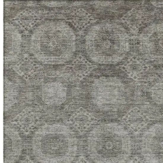 Pewter And Gray Medallion Washable Indoor Outdoor Area Rug Photo 4