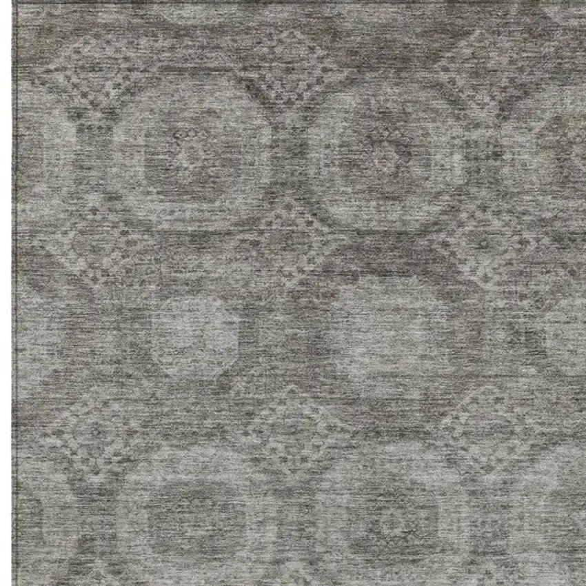 Pewter And Gray Medallion Washable Indoor Outdoor Area Rug Photo 4