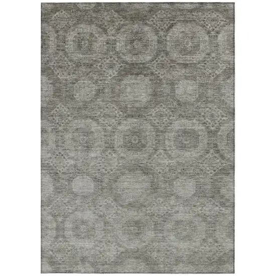 Pewter And Gray Medallion Washable Indoor Outdoor Area Rug Photo 3