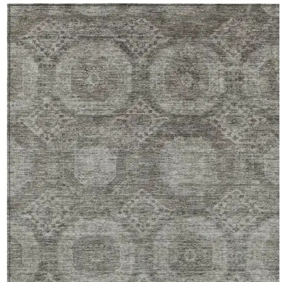 Pewter And Gray Medallion Washable Indoor Outdoor Area Rug Photo 4