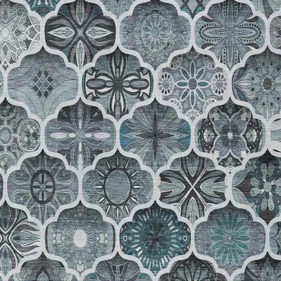 Pewter And Gray Ogee Washable Indoor Outdoor Area Rug Photo 8