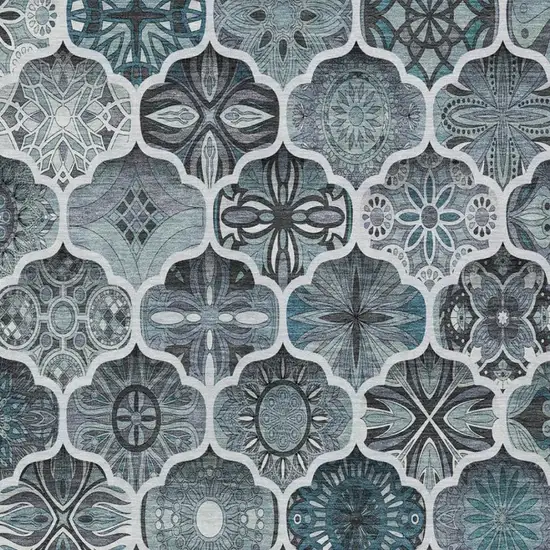 Pewter And Gray Ogee Washable Indoor Outdoor Area Rug Photo 6