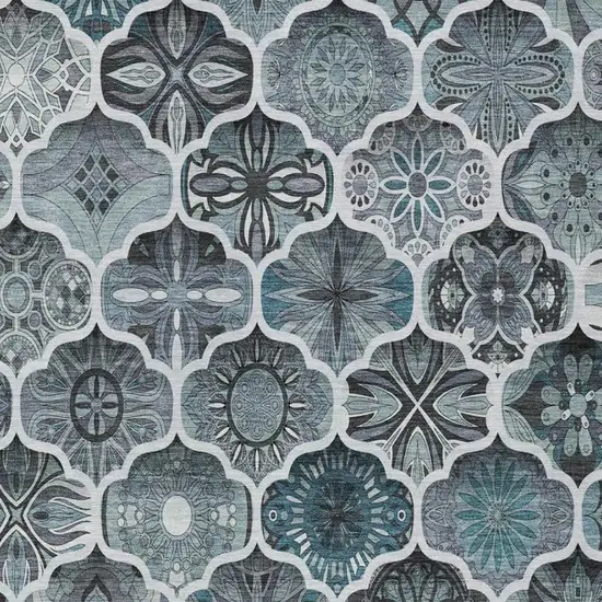 Pewter And Gray Ogee Washable Indoor Outdoor Area Rug Photo 4