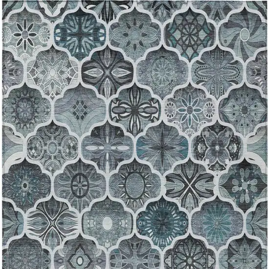 Pewter And Gray Ogee Washable Indoor Outdoor Area Rug Photo 7