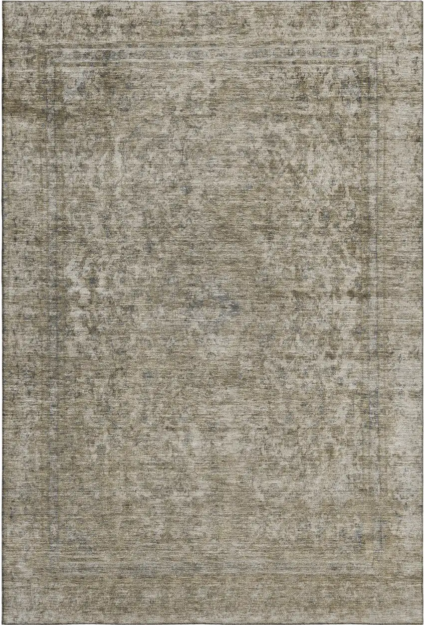 Pewter And Gray Oriental Washable Area Rug With UV Protection Photo 5