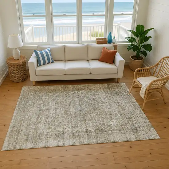 Pewter And Gray Oriental Washable Area Rug With UV Protection Photo 5