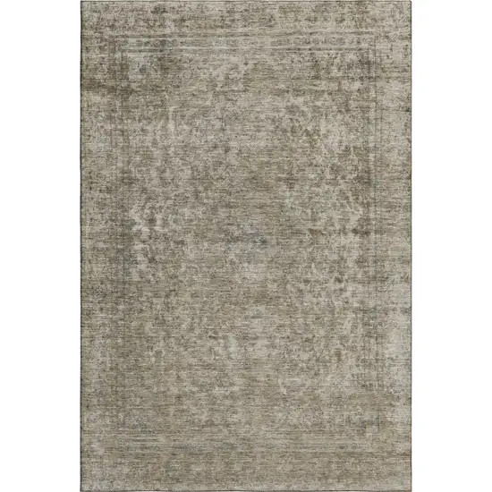 Pewter And Gray Oriental Washable Area Rug With UV Protection Photo 6
