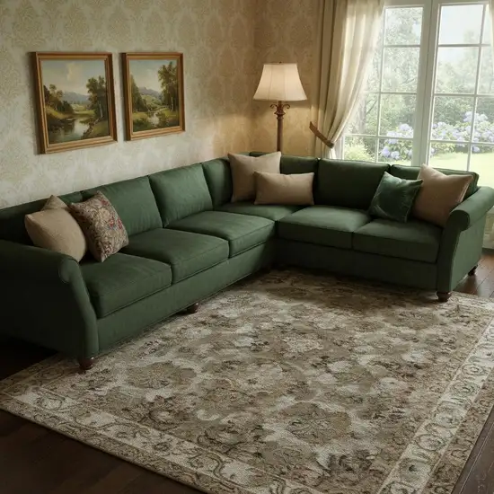 Pewter And Gray Oriental Washable Area Rug With UV Protection Photo 2