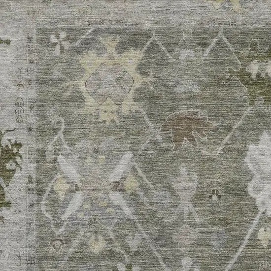 Pewter And Gray Oriental Washable Area Rug With UV Protection Photo 3