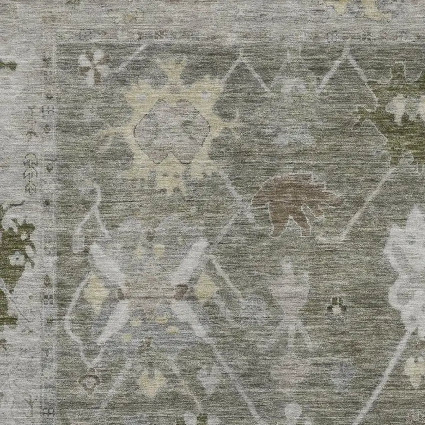 Pewter And Gray Oriental Washable Area Rug With UV Protection Photo 3