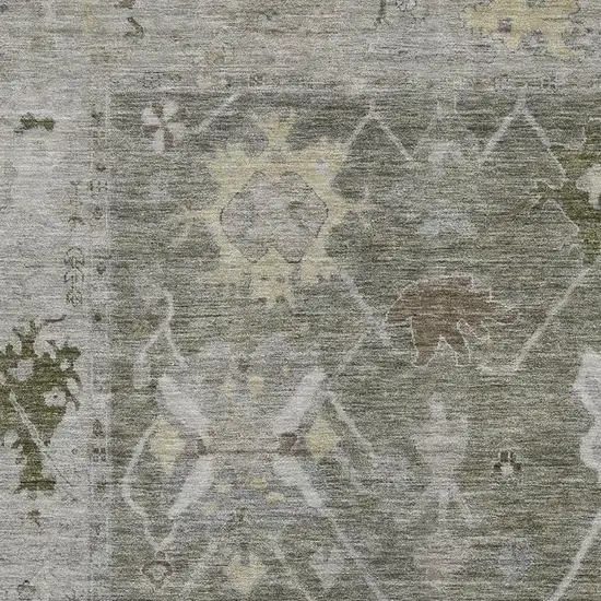 Pewter And Gray Oriental Washable Area Rug With UV Protection Photo 3