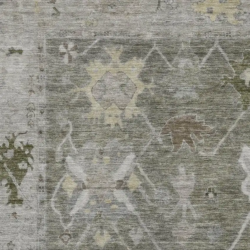 Pewter And Gray Oriental Washable Area Rug With UV Protection Photo 3