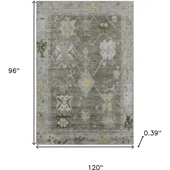 Pewter And Gray Oriental Washable Area Rug With UV Protection Photo 9