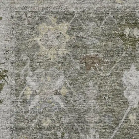 Pewter And Gray Oriental Washable Area Rug With UV Protection Photo 3