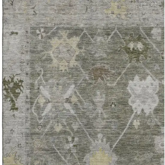 Pewter And Gray Oriental Washable Area Rug With UV Protection Photo 4